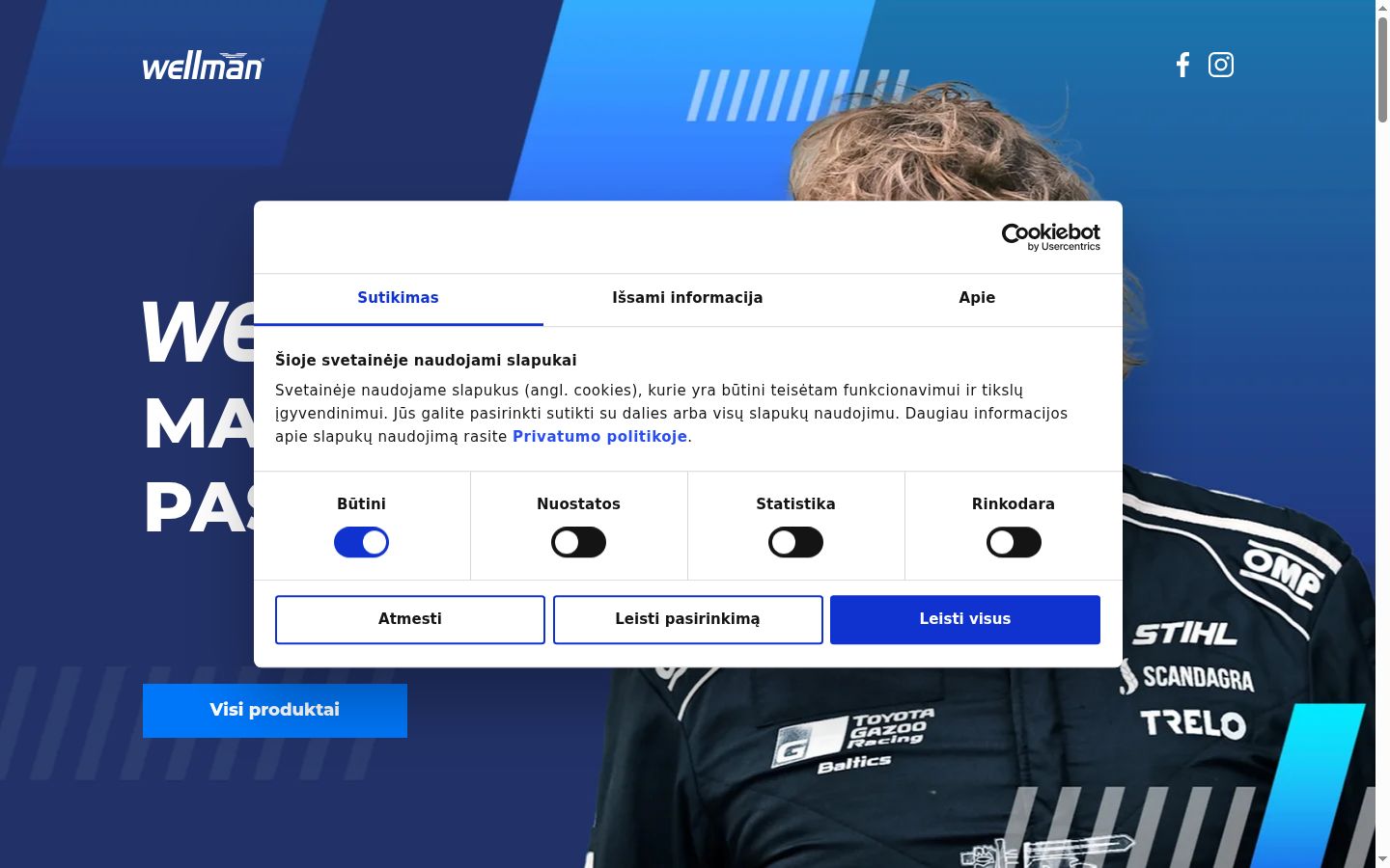 Screenshot del banner di consenso mostrato prima di qualsiasi interazione