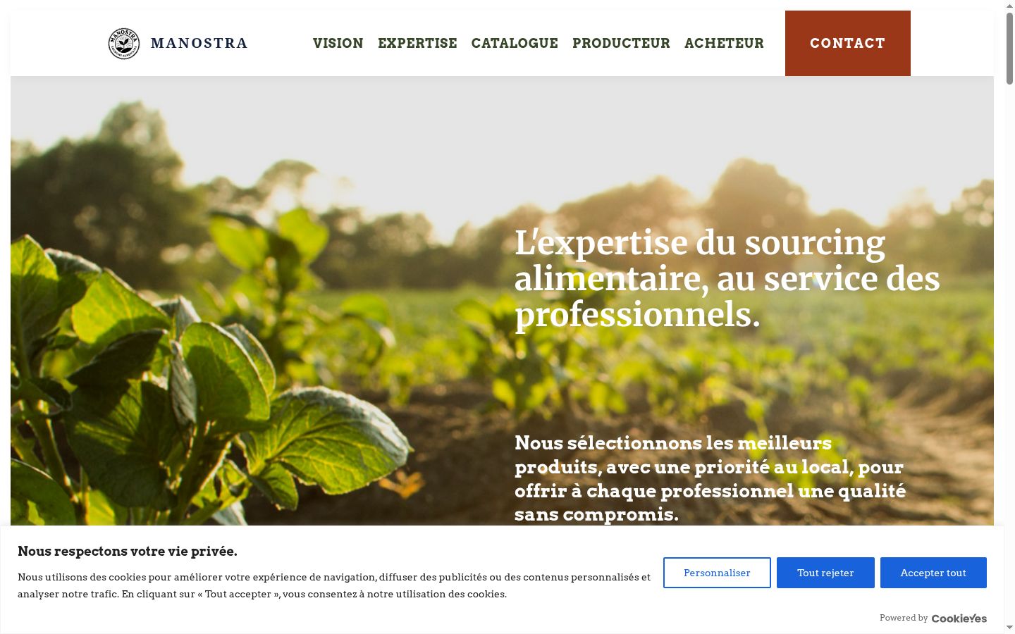 Capture d'écran de la bannière de consentement affichée avant toute interaction