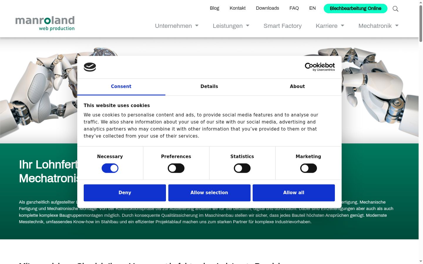 Screenshot van de toestemmingsbanner zoals getoond vóór enige interactie