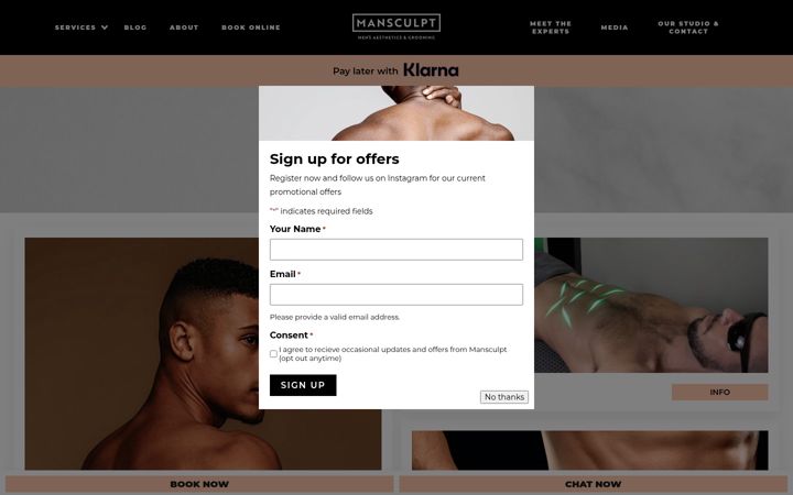 Screenshot of mansculptclinic.co.uk
