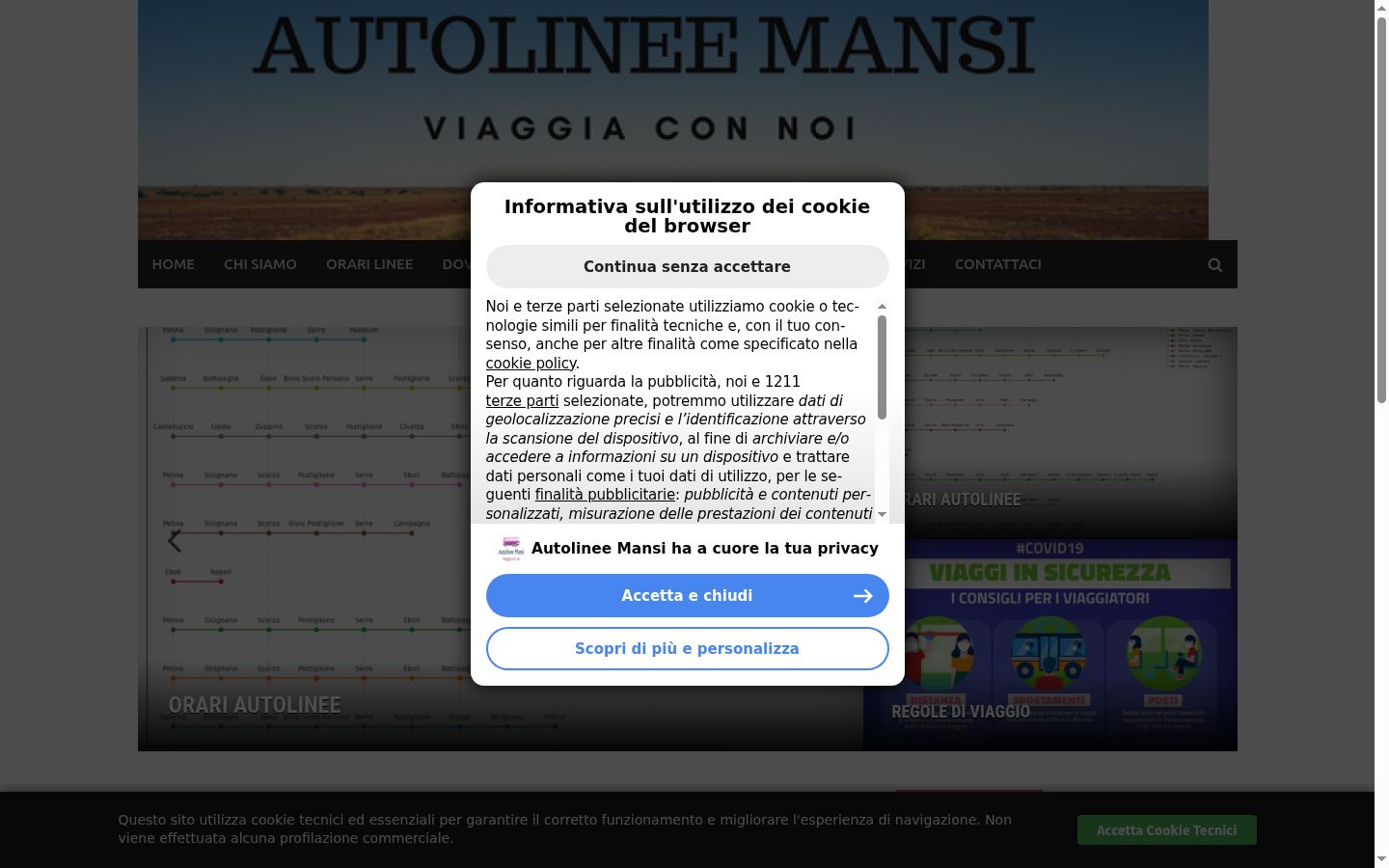 Screenshot des Einwilligungsbanners vor jeglicher Interaktion