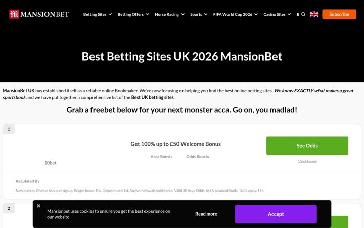 Screenshot of mansionbet.com