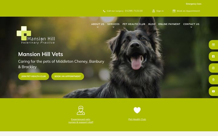 Screenshot of mansionhillvets.co.uk