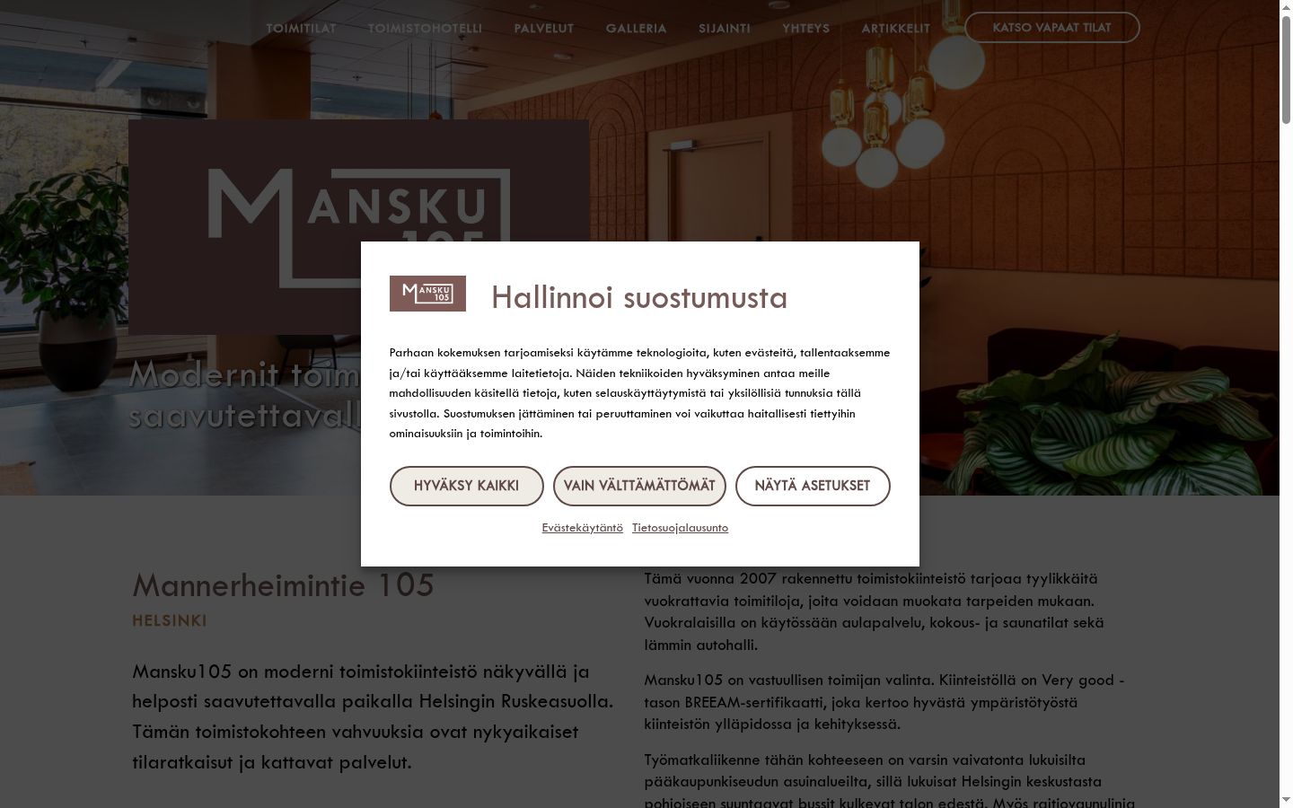 Screenshot tal-banner tal-kunsens muri qabel kwalunkwe interazzjoni