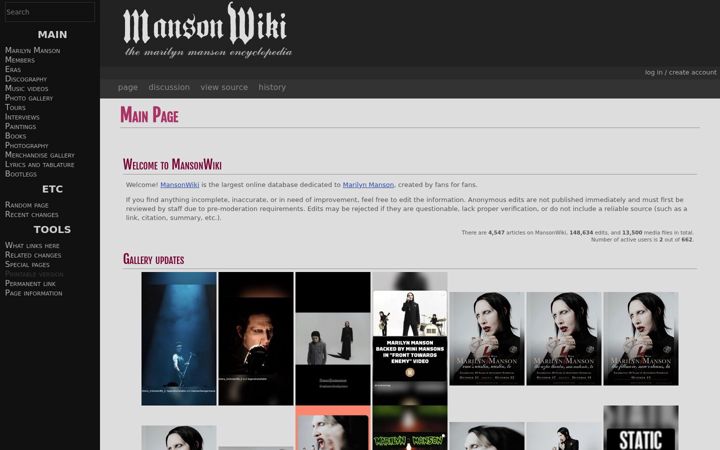 Screenshot of manson.wiki