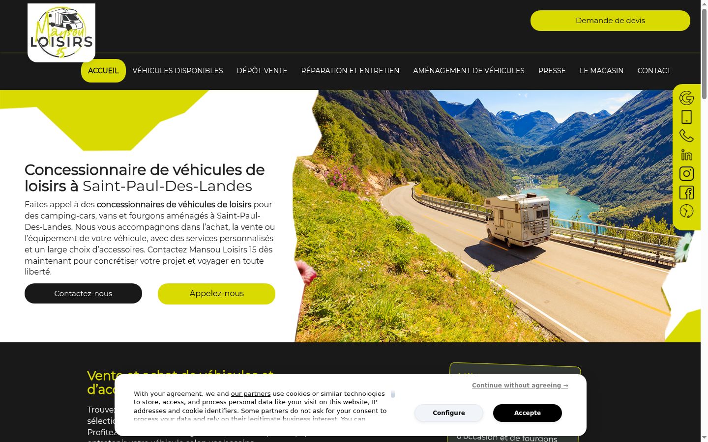 Screenshot del banner di consenso mostrato prima di qualsiasi interazione