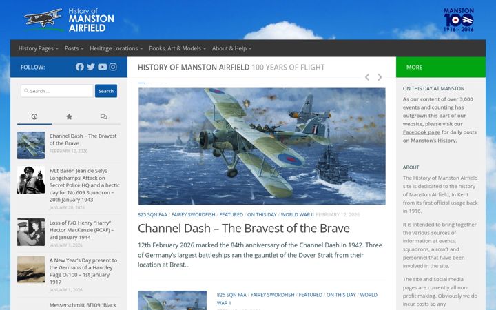 Screenshot of manstonairfieldhistory.org.uk