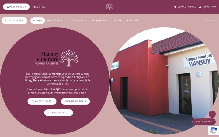 Screenshot of mansuy-funeraire.com