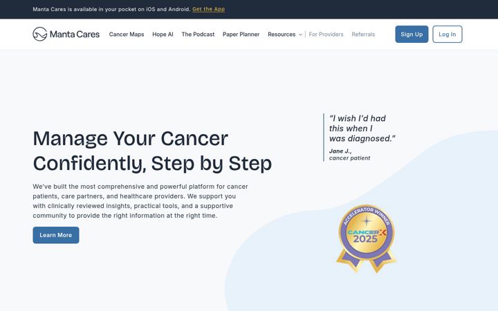 Screenshot of mantacares.com