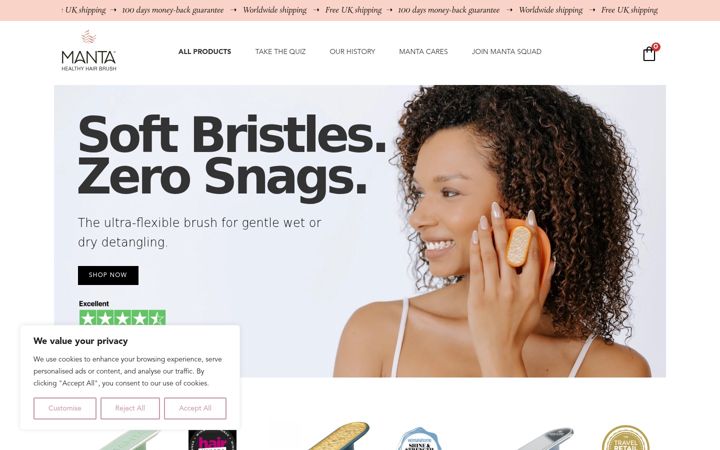 Screenshot of mantahair.com