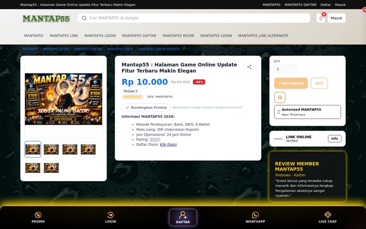 Screenshot of mantap55bet.org