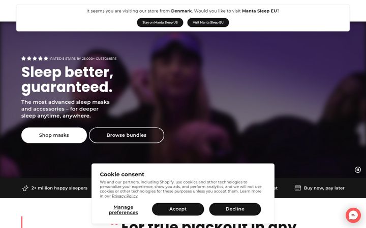 Screenshot of mantasleep.com