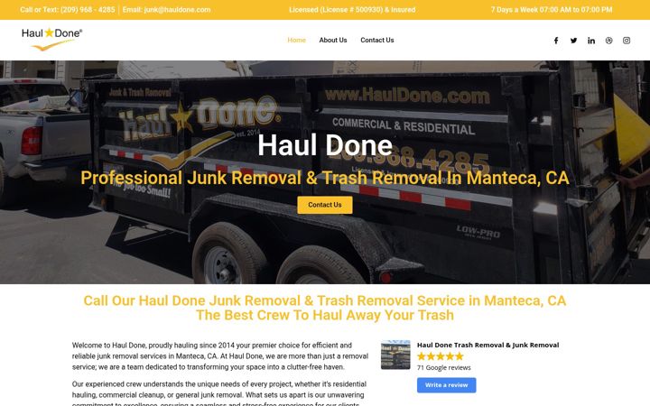 Screenshot of mantecajunkremovaltrashremoval.com