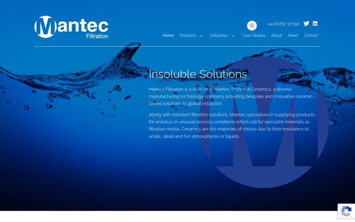 Screenshot of mantecfiltration.com