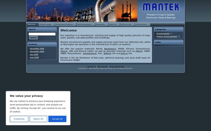 Screenshot of mantek.co.uk