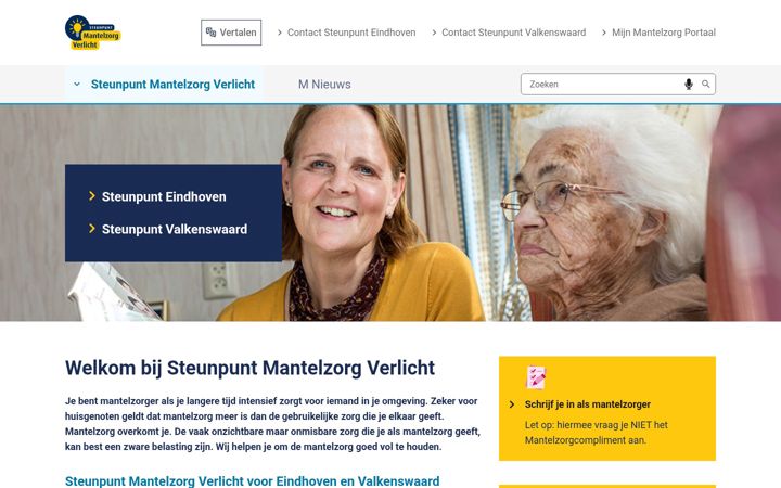 Screenshot of mantelzorgverlicht.nl