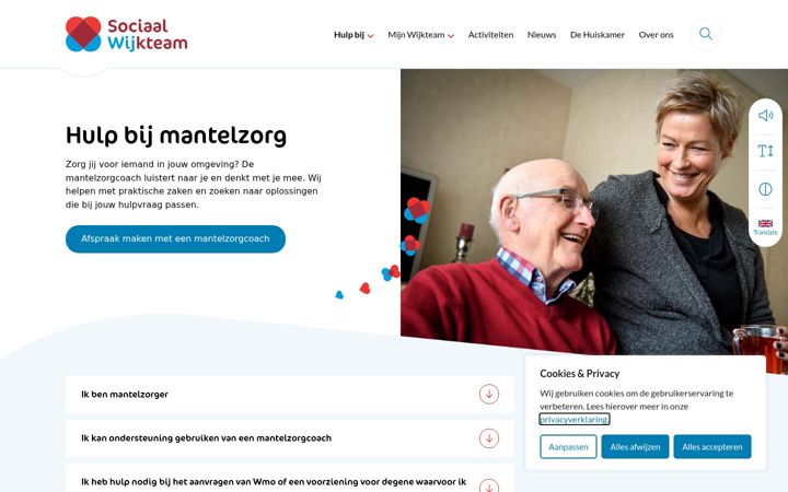 Screenshot of mantelzorgzaanstad.nl