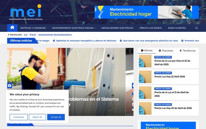 Screenshot of mantenimientoelectricidadintegral.com
