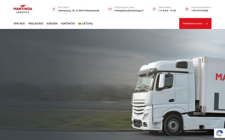 Screenshot stránky mantingalogistics.lt
