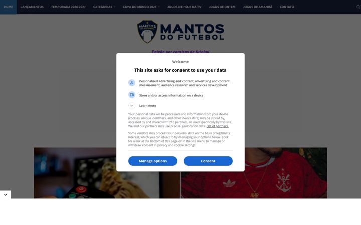 Screenshot of mantosdofutebol.com.br