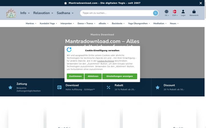 Screenshot of mantradownload.com
