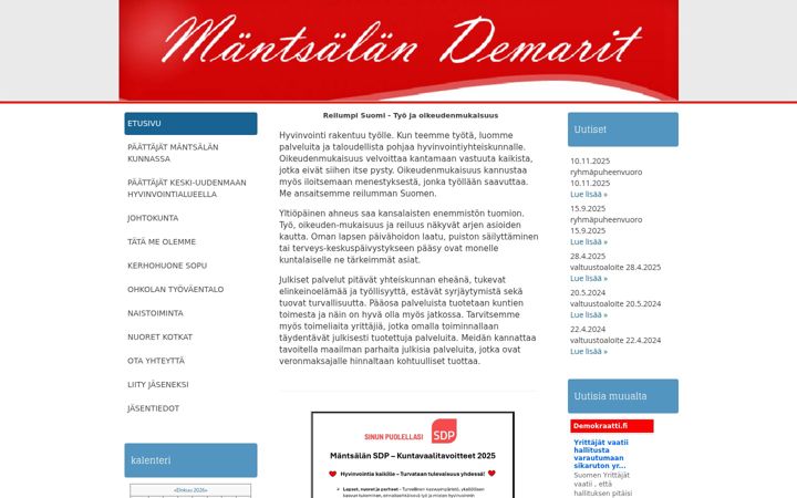 Screenshot of mantsalandemarit.fi
