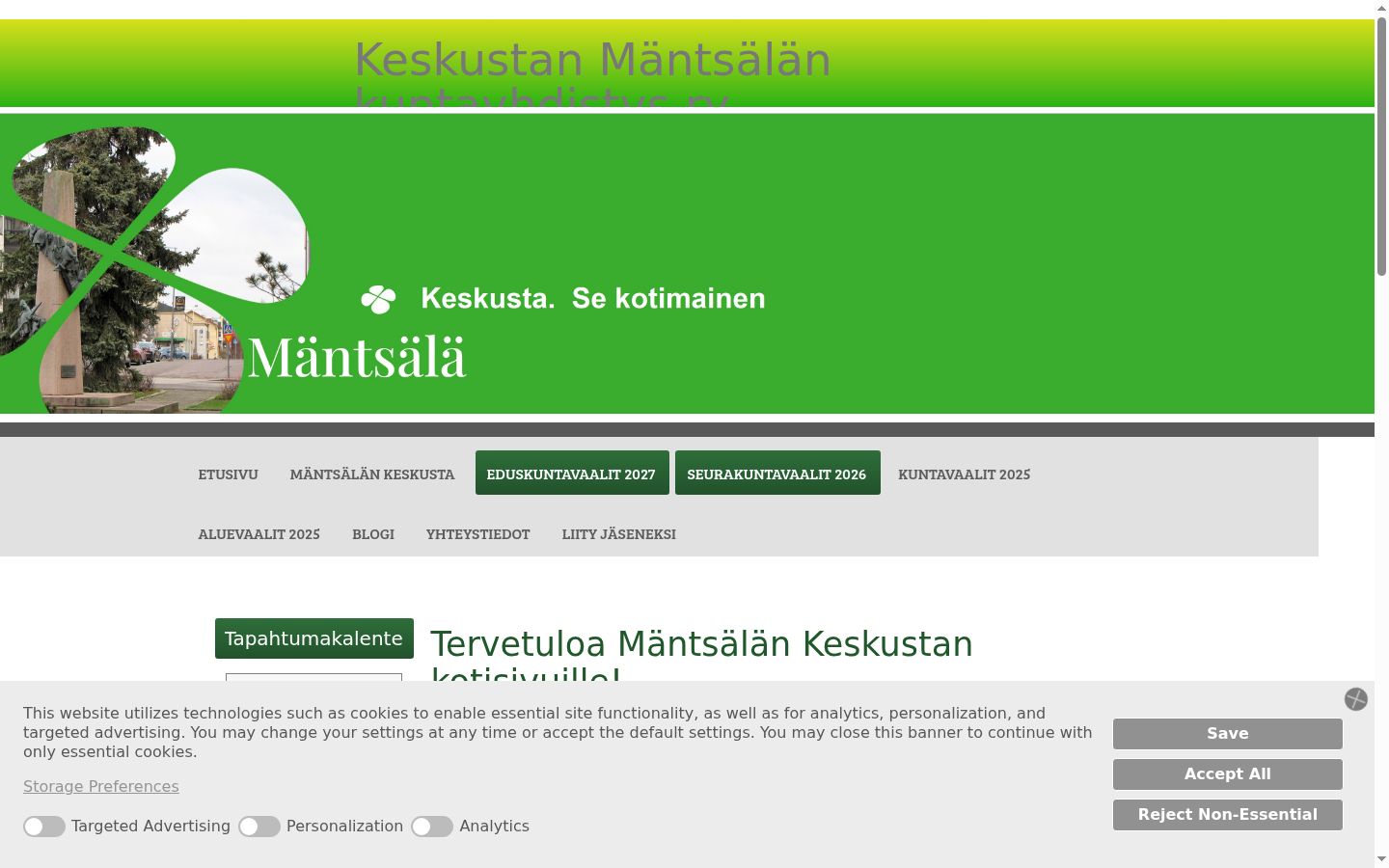 Screenshot des Einwilligungsbanners vor jeglicher Interaktion