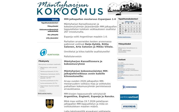 Screenshot of mantyharjunkokoomus.fi