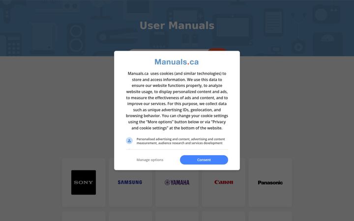 Screenshot of manuals.ca
