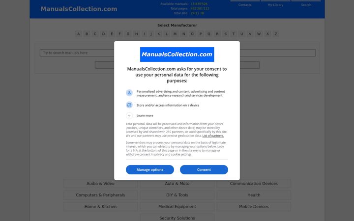 Screenshot of manualscollection.com