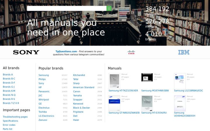 Screenshot of manualsdump.com