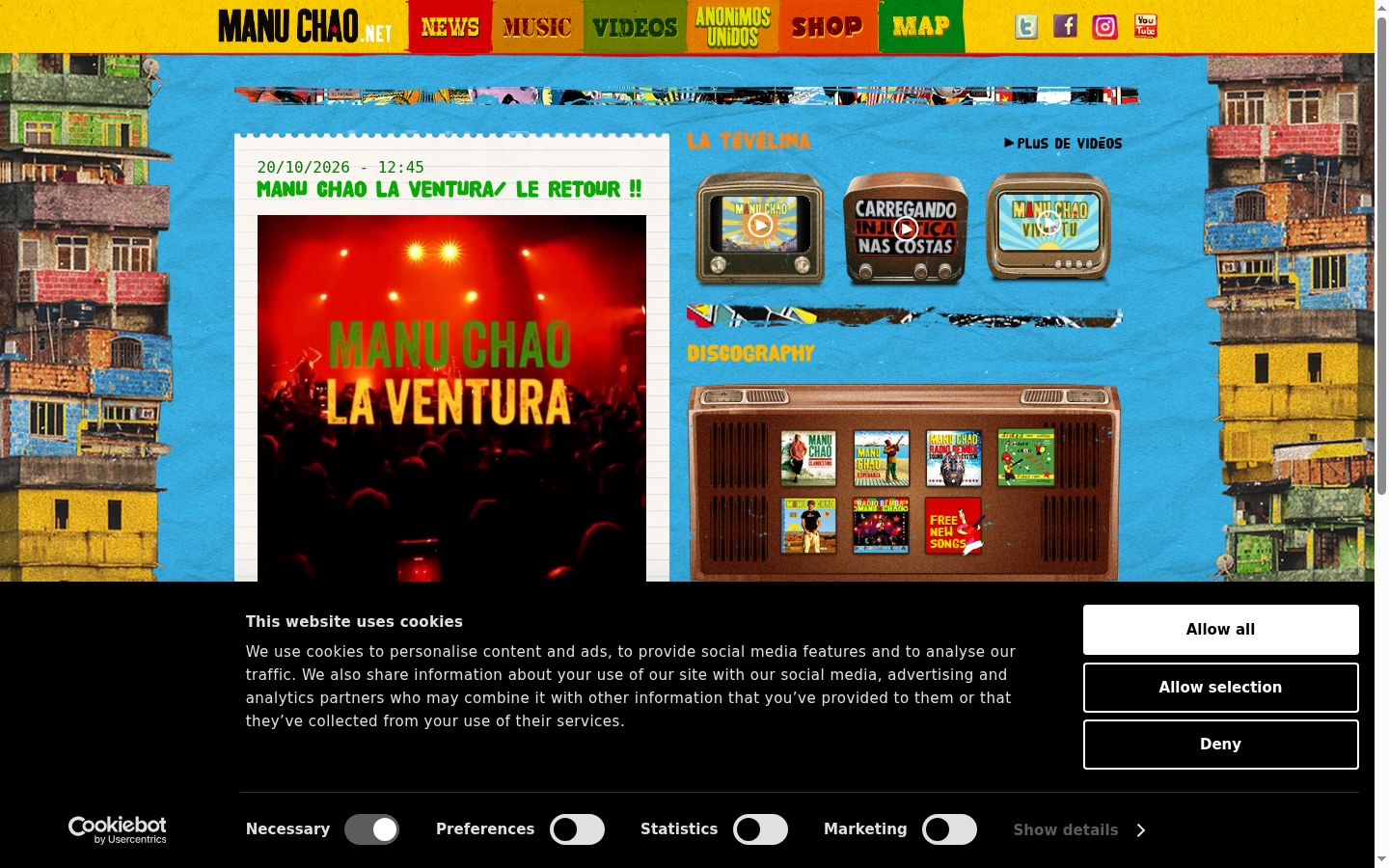 Captura de pantalla del banner de consentimiento mostrado antes de cualquier interacción