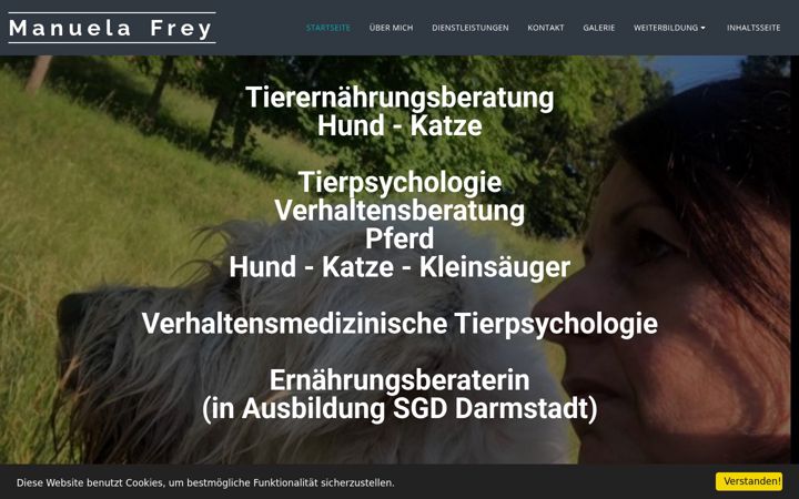 Screenshot of manuela-frey-berater-hund-katze2023.com