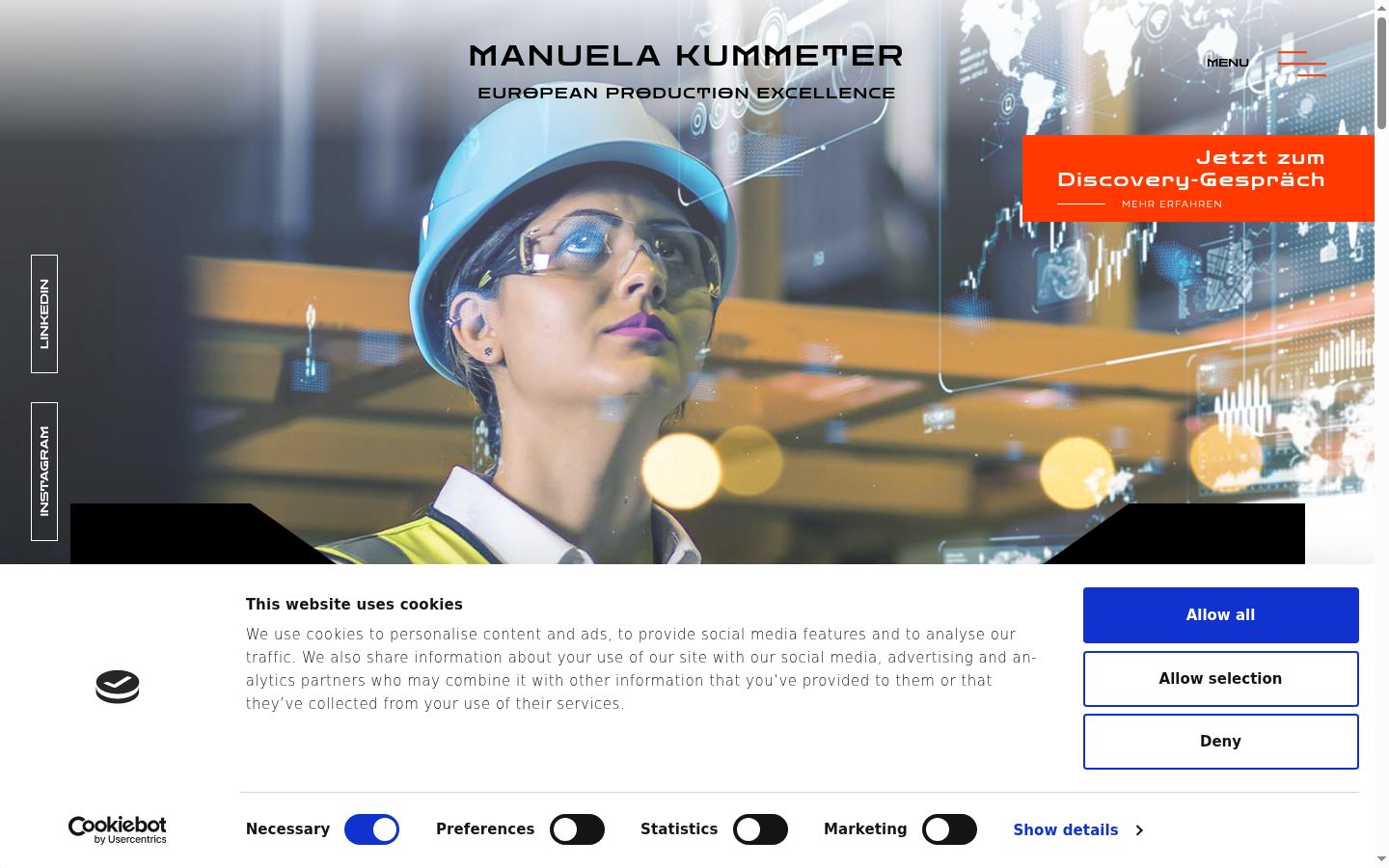 Screenshot del banner di consenso mostrato prima di qualsiasi interazione