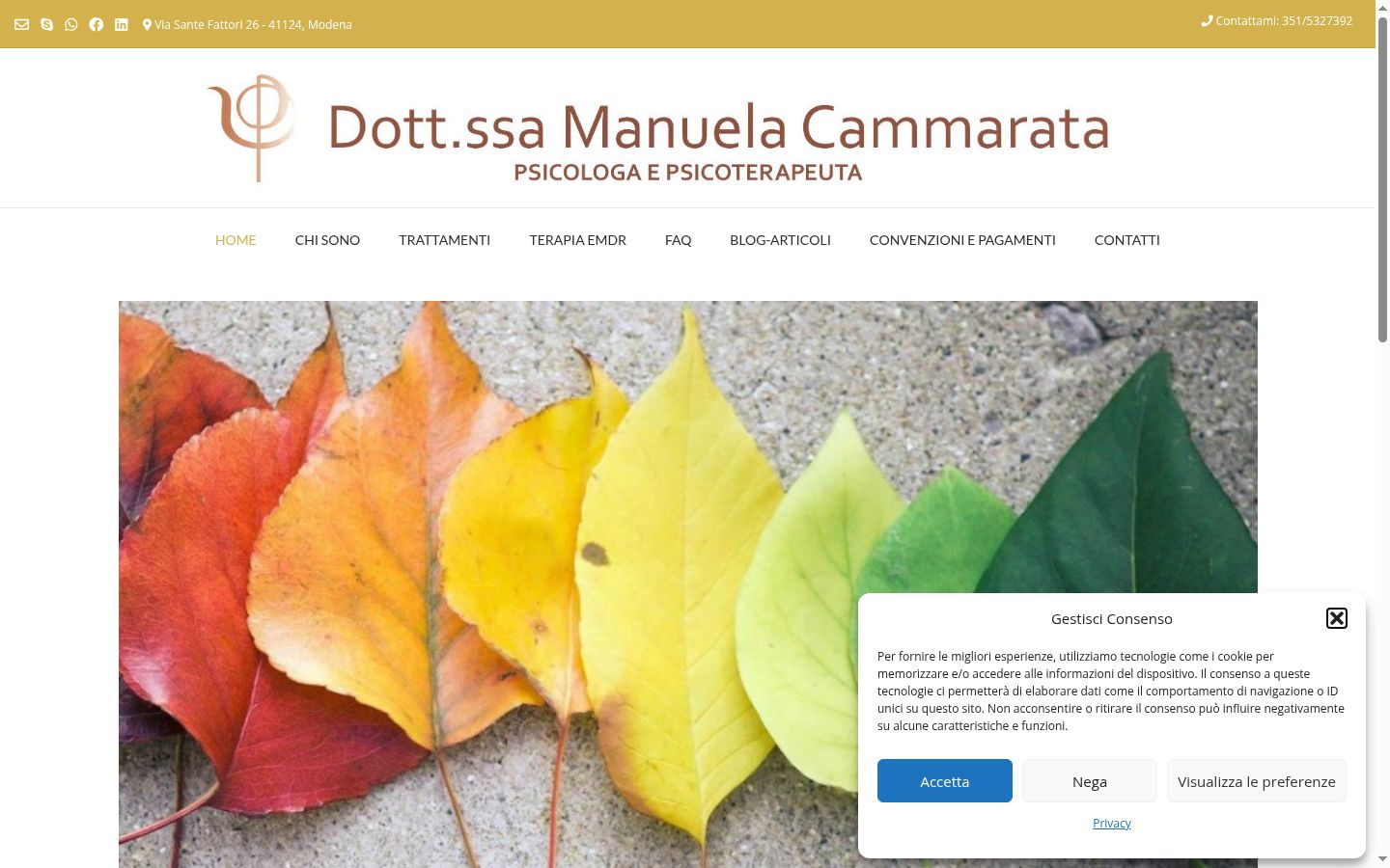 Screenshot del banner di consenso mostrato prima di qualsiasi interazione