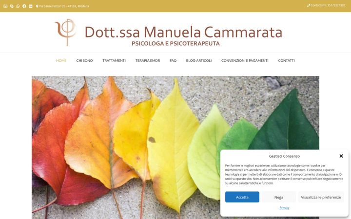 Screenshot of manuelacammaratapsicologa.it