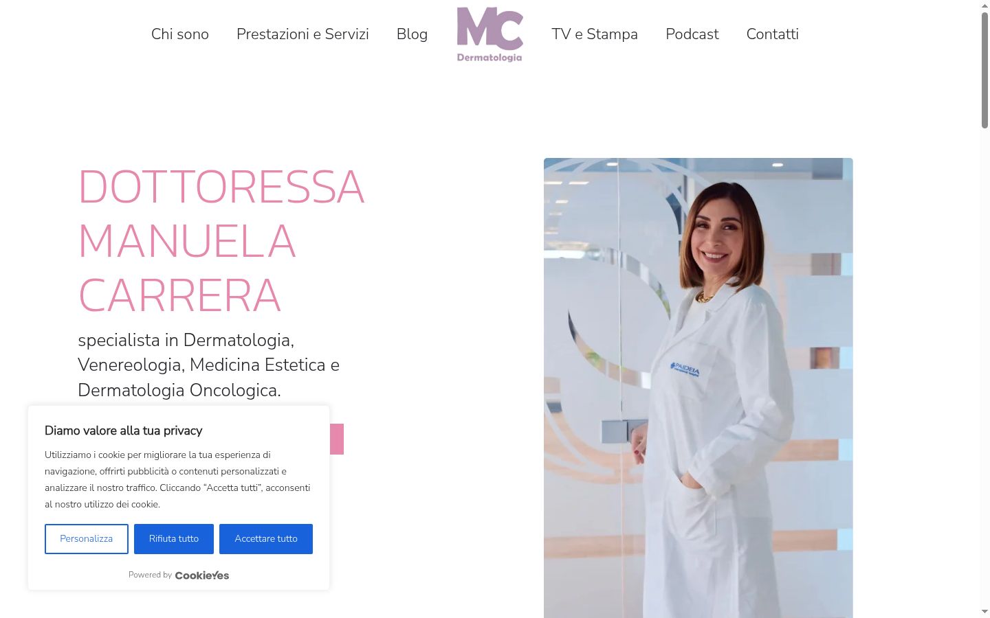 Screenshot del banner di consenso mostrato prima di qualsiasi interazione