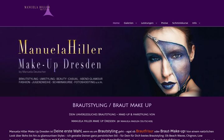 Screenshot of manuelahiller-visagistin.de