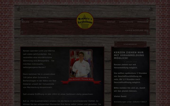 Screenshot of manuelas-kerzenscheune.de