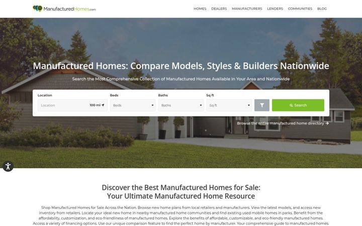 Screenshot ta' manufacturedhomes.com