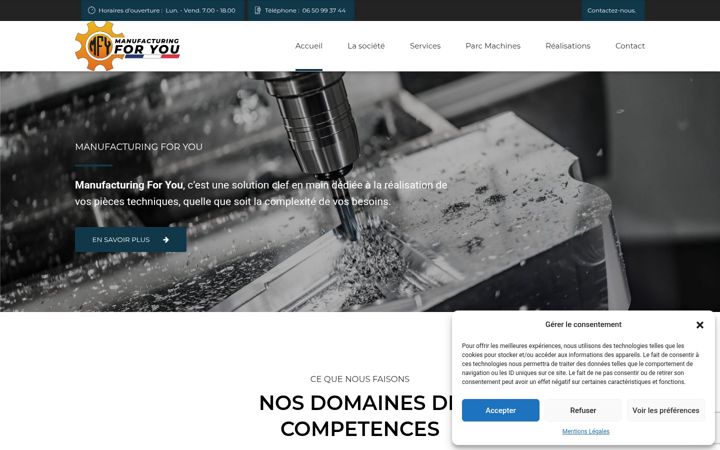 Screenshot of manufacturingforyou.fr