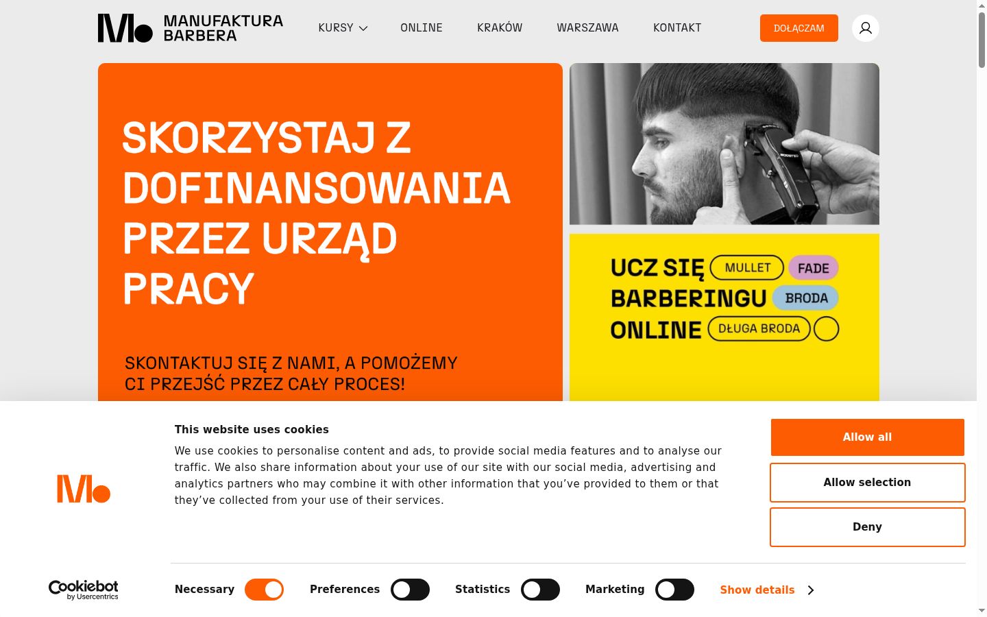 Zrzut ekranu banera zgody wyświetlanego przed jakąkolwiek interakcją