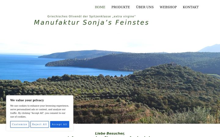 Screenshot of manufaktursonjasfeinstes.de
