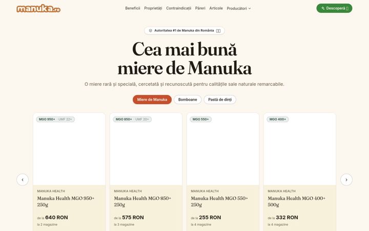 Screenshot of manuka.ro