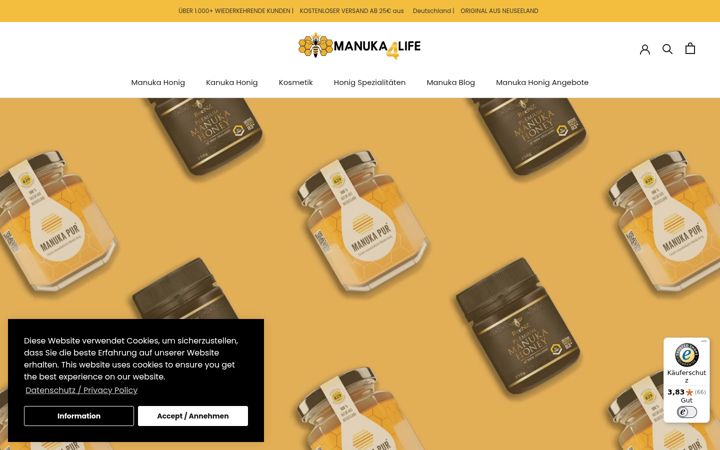 Screenshot of manuka4life.com