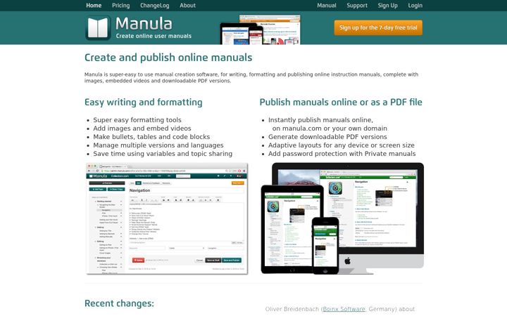 Screenshot von manula.com