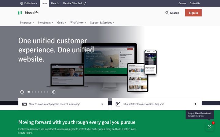 Screenshot of manulife.com.ph