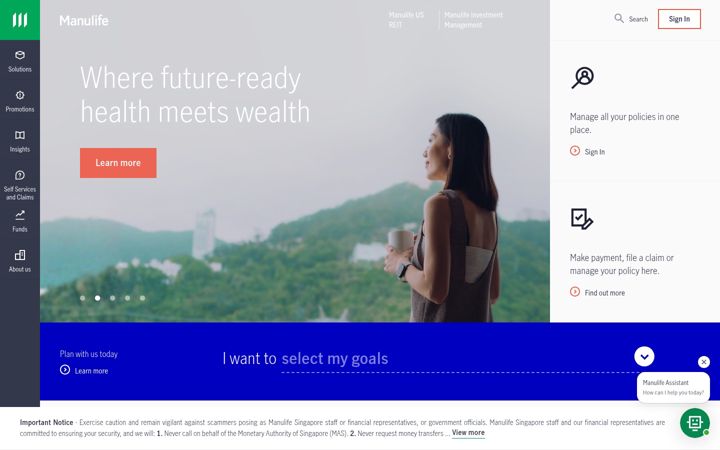 Screenshot of manulife.com.sg