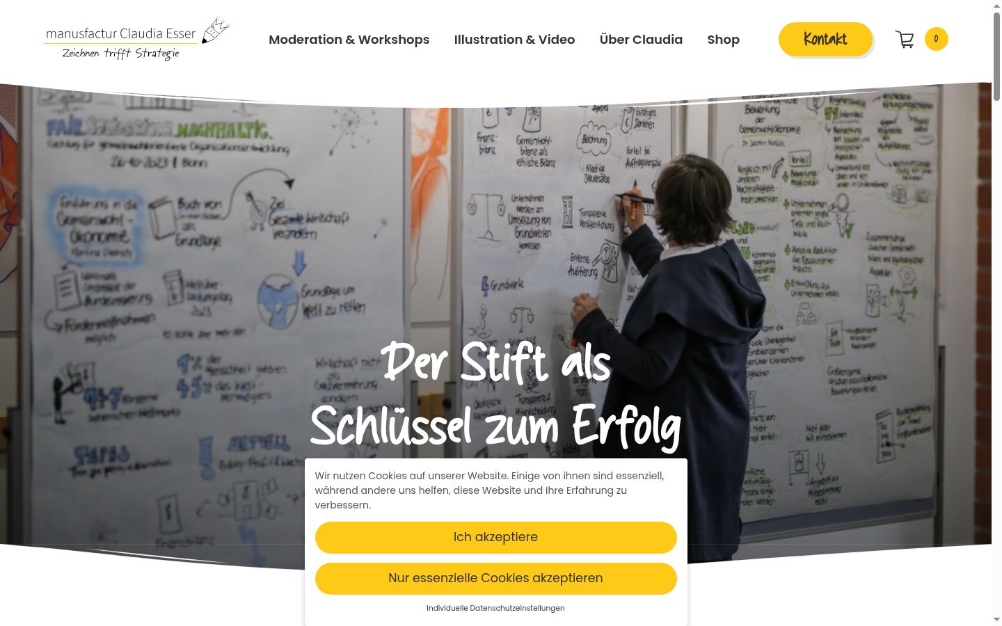 Screenshot des Einwilligungsbanners vor jeglicher Interaktion