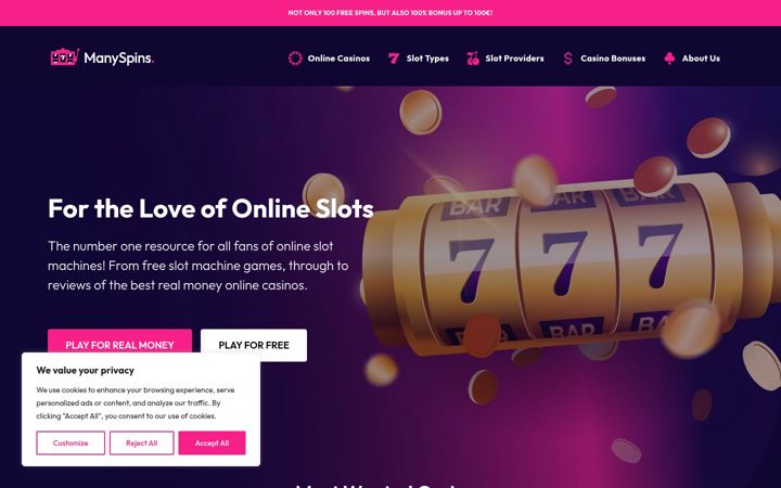 Screenshot of manyspins.com